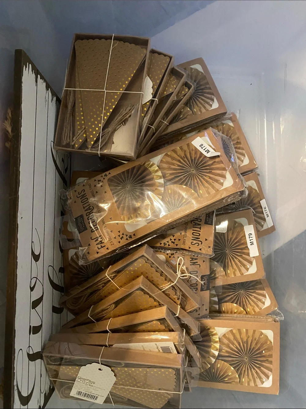 Gold Paper Party Decorations Fan Rosettes & Confetti Cones. M 237